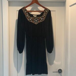 Embroidered Black Dress